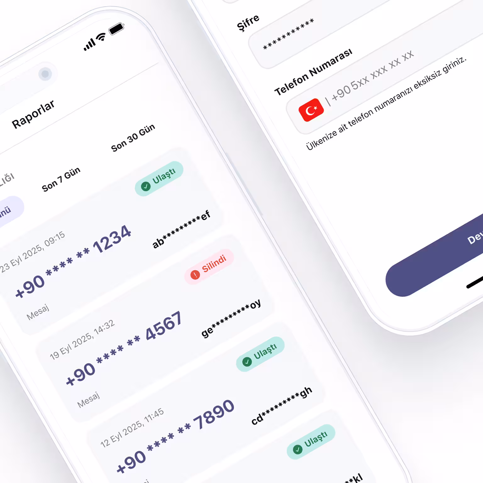 Posta Güvercini Bulk SMS Sending Screen