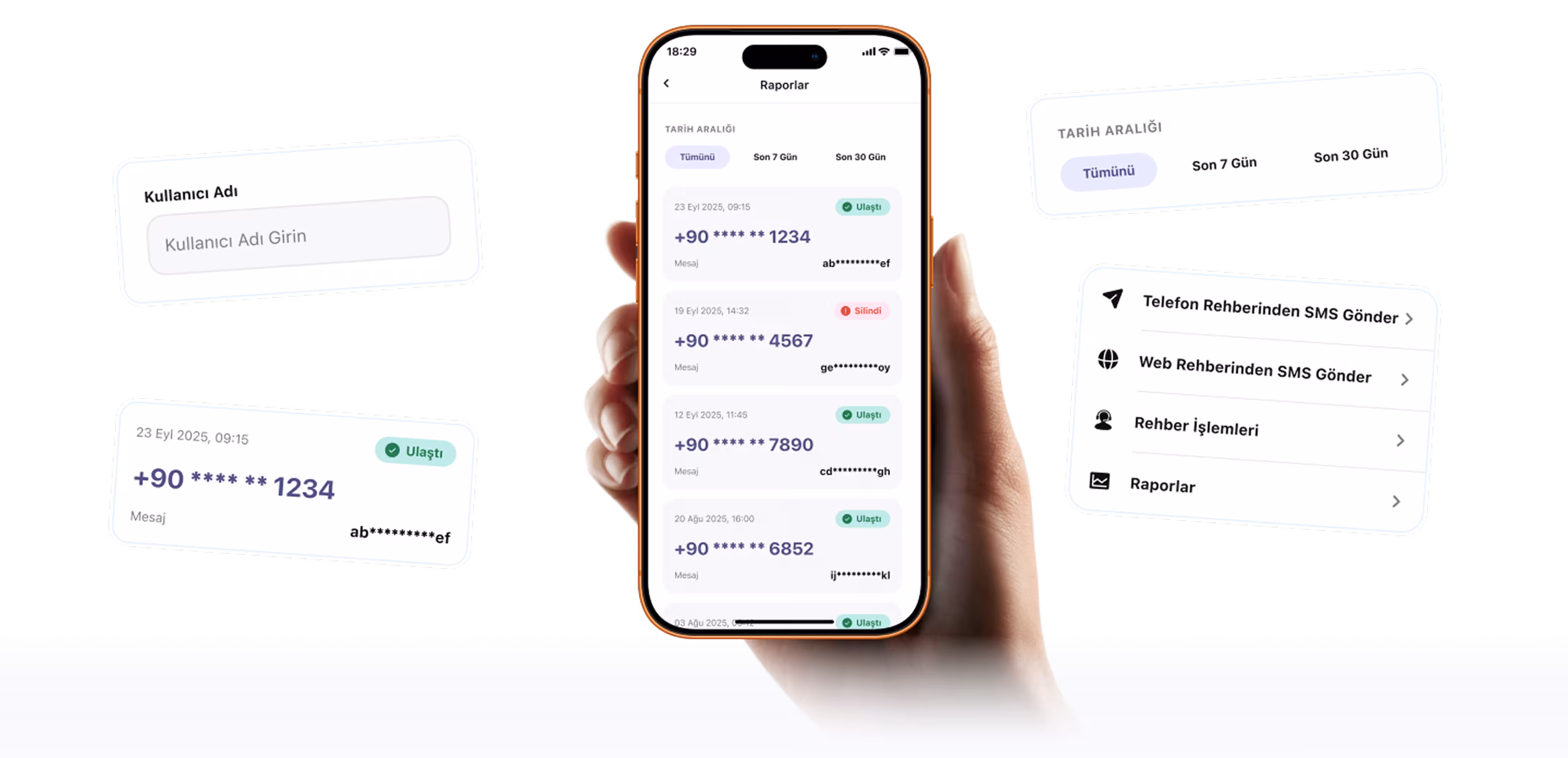 Posta Güvercini Bulk SMS Sending Screen